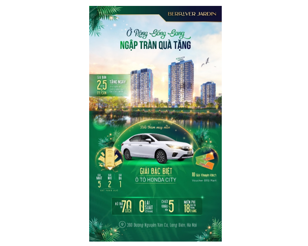 Ở rộng sống sang, ngập tràn quà tặng dành cho chủ nhân căn hộ tại BerRiver Jardin